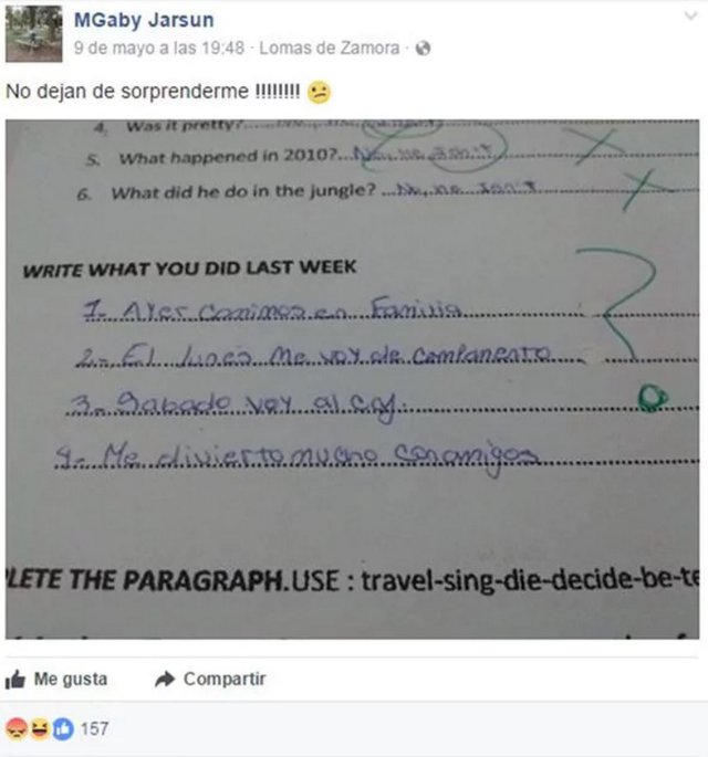 Una docente de inglés se burló de una alumna por un examen