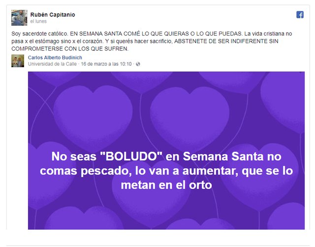 Un cura recomendó comer "lo quieran o puedan" en Semana Santa