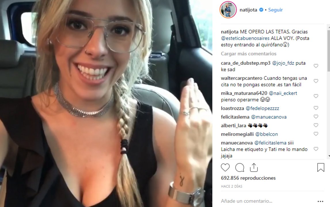 Nati Jota causó revuelo en las redes con su operación de tetas - Diario  Registrado