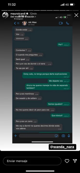 Mauro Icardi furioso con Wanda Nara: "Sos re tóxica nivel 1000"