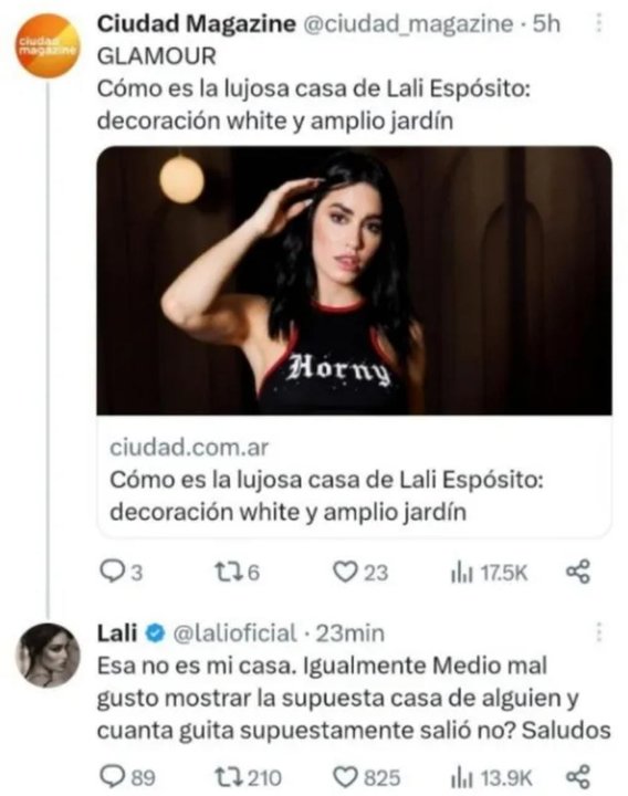 Lali Espósito, enojada con el Grupo Clarín, salió a desmentir una fake news 