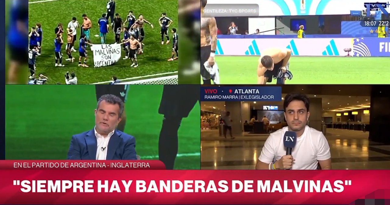 Hasta Ramiro Marra defendió la bandera de Malvinas que desplegaron los jugadores argentinos