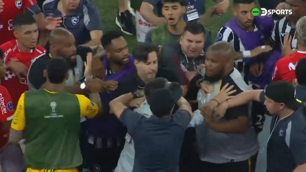 Tremenda tangana al final del partido entre Botafogo y Cienciano: se lo querían comer al entrenador Melgarejo