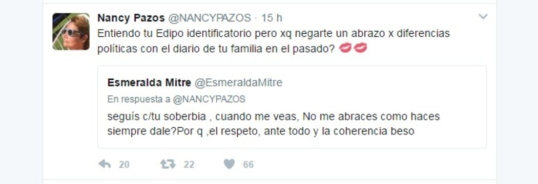Nancy Pazos le respondió a Esmeralda Mitre