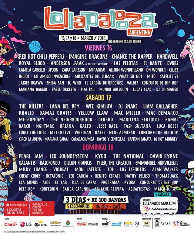 Día por día: conocé el Line Up definitivo del Lollapalooza 2018