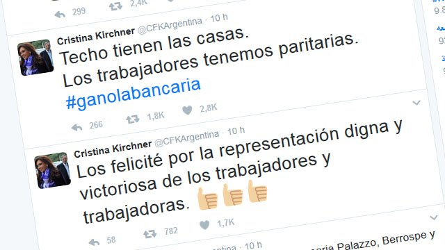 Cristina felicitó a los bancarios por el acuerdo salarial alcanzado
