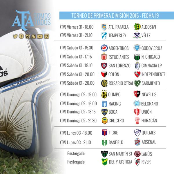 Se juega la fecha 19: conocé el horario y el árbitro de tu equipo