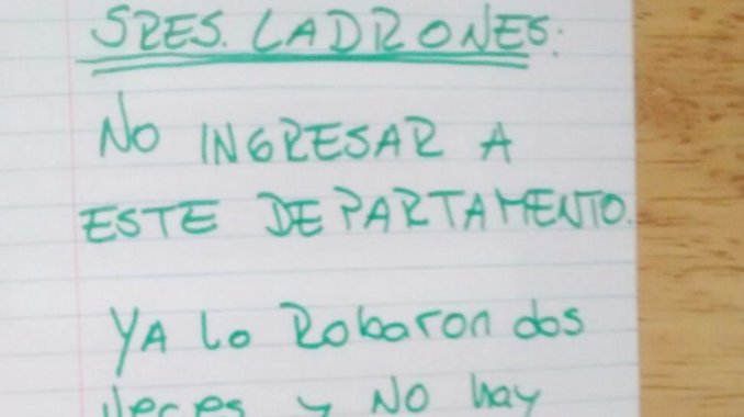 Estos vecinos le dejaron una nota a los ladrones