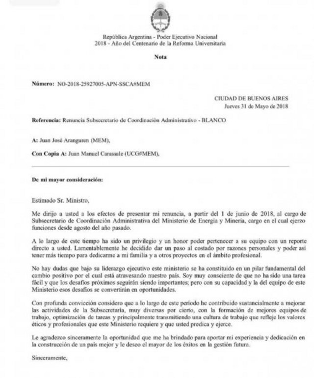 Entre tarifazo y tarifazo, renunció un funcionario clave de Aranguren