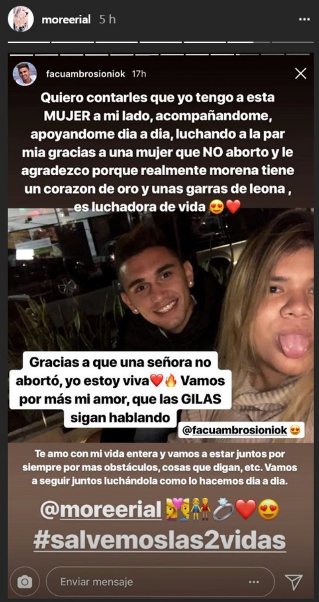 More Rial se pronunció en contra del aborto
